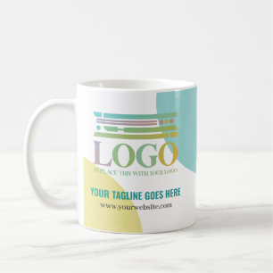 Gelb Türkis Kreise Logo Slogan Website Kaffeetasse