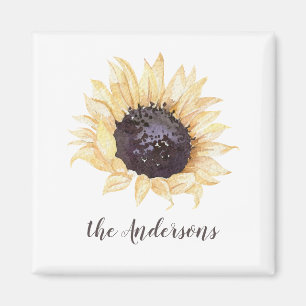 Gelb u. Brown-Sonnenblume-personalisierter Magnet