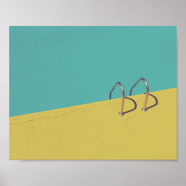 Gelb und Aqua Blau Modernes Foto Poster (Vorne)