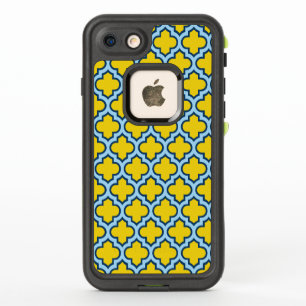 Gelb und Baby Blue Trellis, Gitter, Quatrefolie