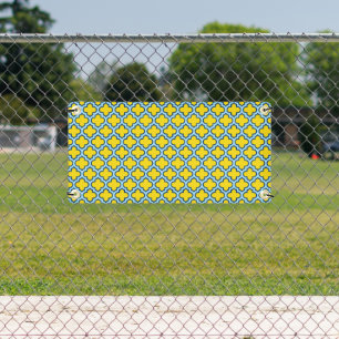 Gelb und Baby Blue Trellis, Gitter, Quatrefolie Banner