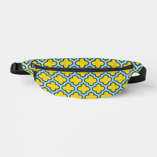 Gelb und Baby Blue Trellis, Gitter, Quatrefolie Bauchtasche