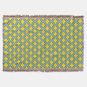 Gelb und Baby Blue Trellis, Gitter, Quatrefolie Decke