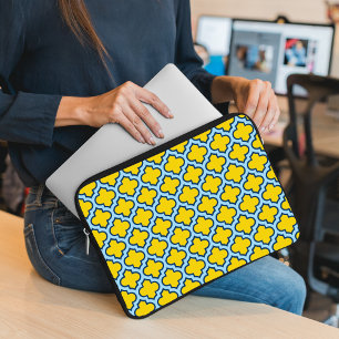 Gelb und Baby Blue Trellis, Gitter, Quatrefolie Laptopschutzhülle
