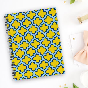 Gelb und Baby Blue Trellis, Gitter, Quatrefolie Planer