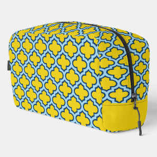 Gelb und Baby Blue Trellis, Gitter, Quatrefolie Waschbeutel