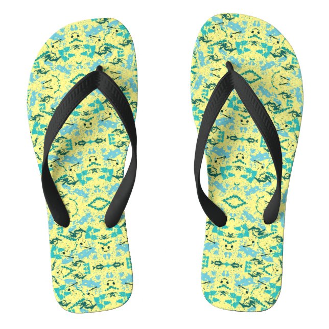Gelb und Blau Flip Flops (Fußbett)