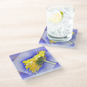 Gelb und Blau Glasuntersetzer