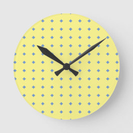 gelb und blau, hübsches Ländermuster Runde Wanduhr