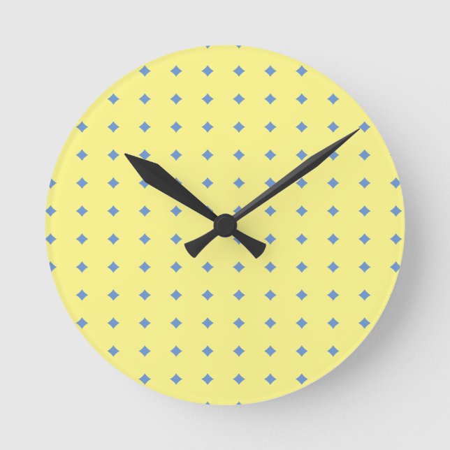 gelb und blau, hübsches Ländermuster Runde Wanduhr (Vorderseite)