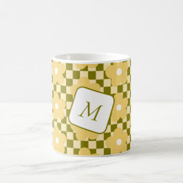Gelb und blau kontrolliertes Blumendesign Kaffeetasse