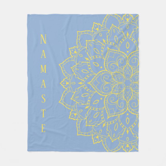 Gelb und blau Mandala Fleece Blanket (Vorderseite)