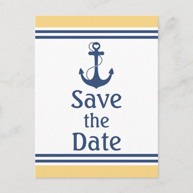 Gelb und blau Save the Date Ankündigungspostkarte (Vorderseite)