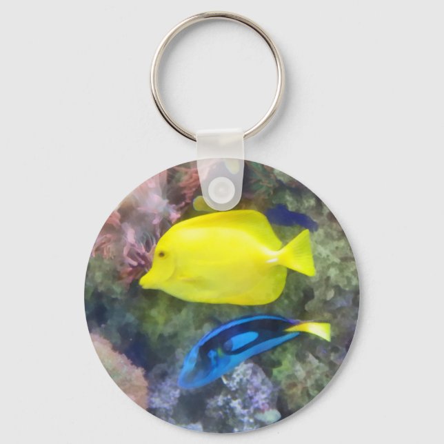 Gelb und Blauer Tang Schlüsselanhänger (Vorderseite)
