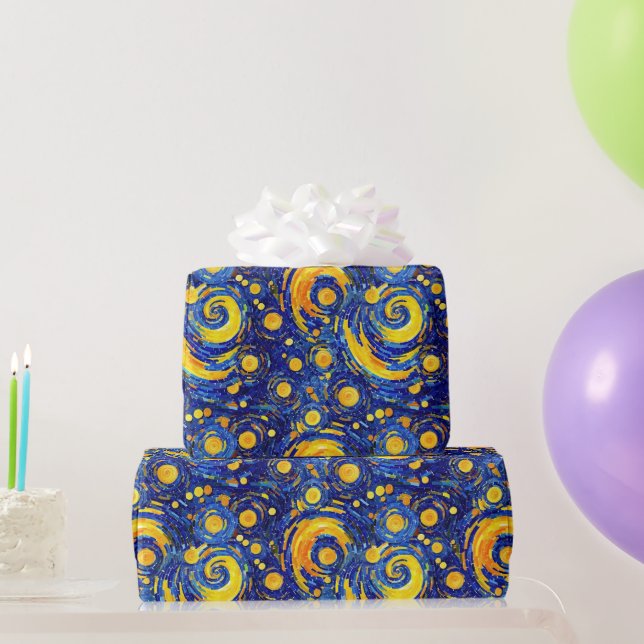 Gelb- und Blautöne-Mosaikglas-Muster Geschenkpapier (Partygeschenke)