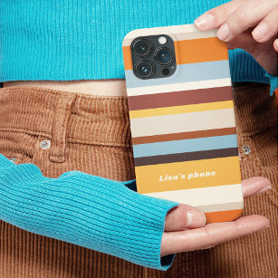 Gelb und braun 70er Hippie Streifen Personalisiert Case-Mate iPhone Hülle