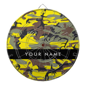 Gelb und braun Camouflage Ihr Name personalisieren Dartscheibe