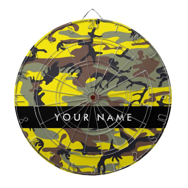 Gelb und braun Camouflage Ihr Name personalisieren Dartscheibe (vorne)