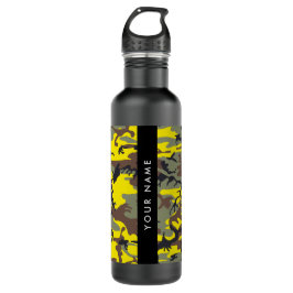 Gelb und braun Camouflage Ihr Name personalisieren Edelstahlflasche