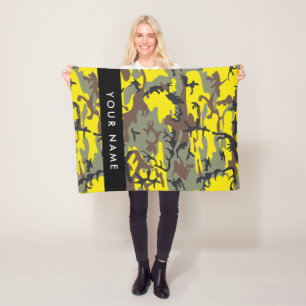 Gelb und braun Camouflage Ihr Name personalisieren Fleecedecke