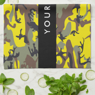 Gelb und braun Camouflage Ihr Name personalisieren Geschirrtuch