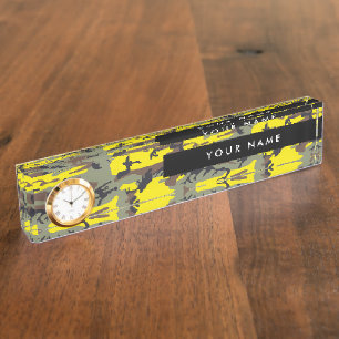 Gelb und braun Camouflage Ihr Name personalisieren Namensplakette