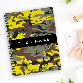 Gelb und braun Camouflage Ihr Name personalisieren Notizblock