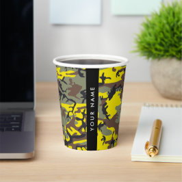 Gelb und braun Camouflage Ihr Name personalisieren Pappbecher