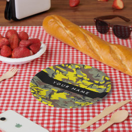 Gelb und braun Camouflage Ihr Name personalisieren Pappteller