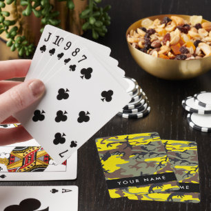 Gelb und braun Camouflage Ihr Name personalisieren Spielkarten