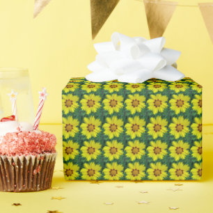 Gelb und Bronze Coreopsis Muster Geschenkpapier