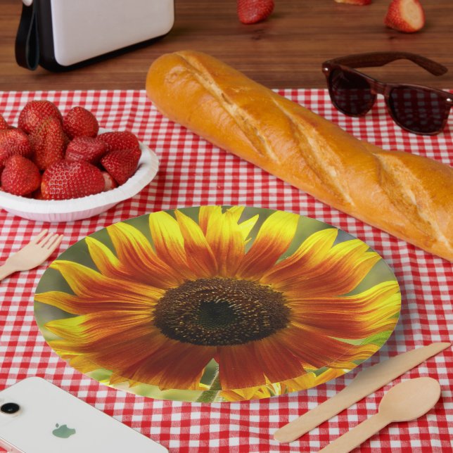 Gelb und Bronze-Sonnenblumen Pappteller (Picknick)