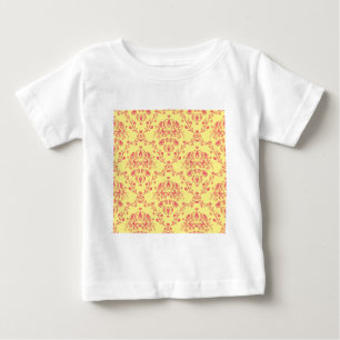 Gelb und Cranberry-Rosa Damast Baby T-shirt