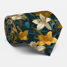 Gelb- und cremefarbene Lilien-Blumenmuster