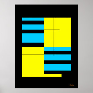 Gelb und Cyan Gitter Bauhaus Minimalistisches Desi Poster