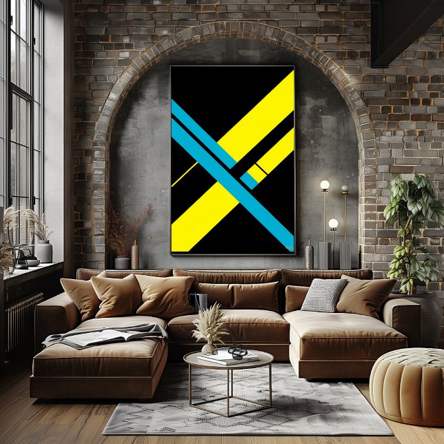 Gelb und Cyan X Bauhaus Minimalistisches Design Poster (Von Creator hochgeladen)