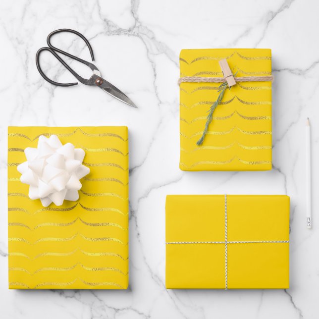 Gelb und Gold Geschenkpapier Set (Vorderseite)