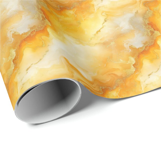 Gelb- und Goldmarmor Geschenkpapier (Rolleneckpunkt)