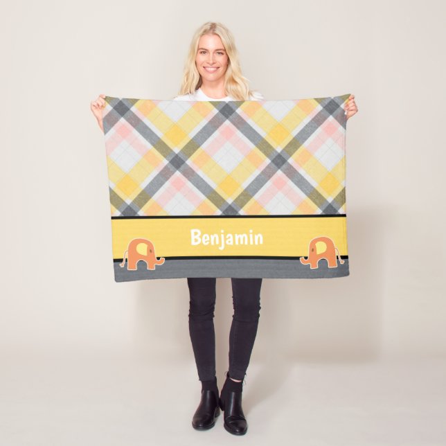 Gelb und Grau Baby Elephant Fleece Blanket (Beispiel)