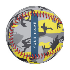 Gelb und Grau Camouflage Ihr Name personalisieren Baseball