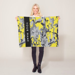 Gelb und Grau Camouflage Ihr Name personalisieren Fleecedecke