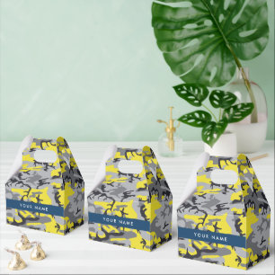 Gelb und Grau Camouflage Ihr Name personalisieren Geschenkschachtel