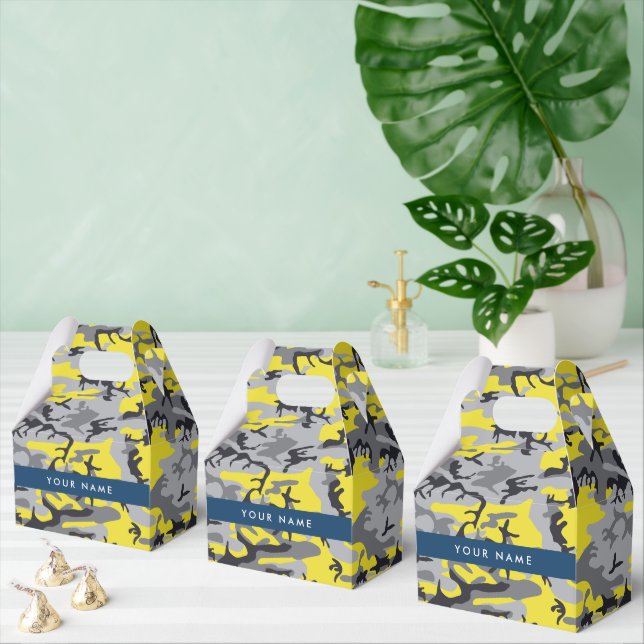 Gelb und Grau Camouflage Ihr Name personalisieren Geschenkschachtel (Zahlreiche)