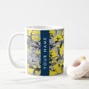 Gelb und Grau Camouflage Ihr Name personalisieren Kaffeetasse
