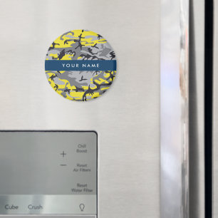 Gelb und Grau Camouflage Ihr Name personalisieren Magnet