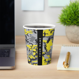 Gelb und Grau Camouflage Ihr Name personalisieren Pappbecher