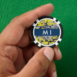 Gelb und Grau Camouflage Ihr Name personalisieren Pokerchips