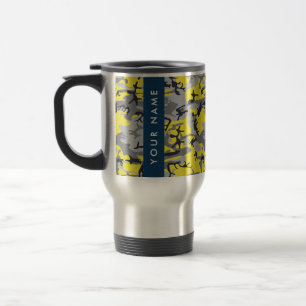Gelb und Grau Camouflage Ihr Name personalisieren Reisebecher