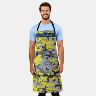 Gelb und Grau Camouflage Ihr Name personalisieren Schürze