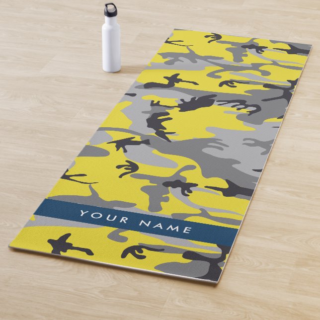 Gelb und Grau Camouflage Ihr Name personalisieren Yogamatte (Beispiel)